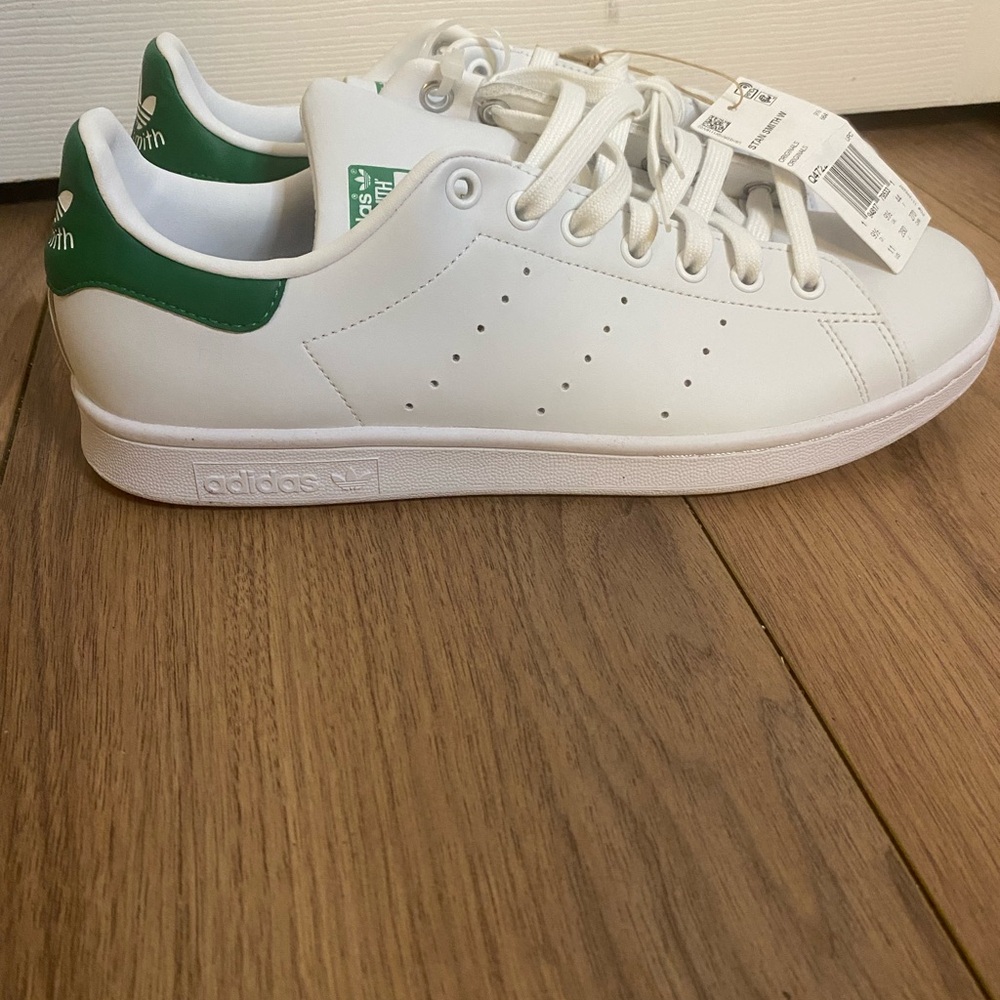 adidas Stan Smith White and Green Athletic Sneakers